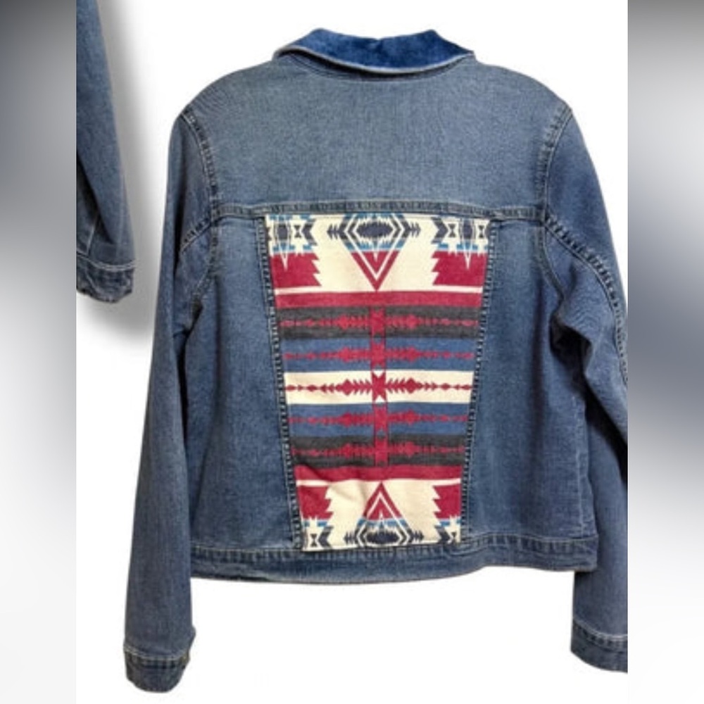 Seven Jeans Southwestern Print Denim Trucker Jacket Women’s‎ Sz Small